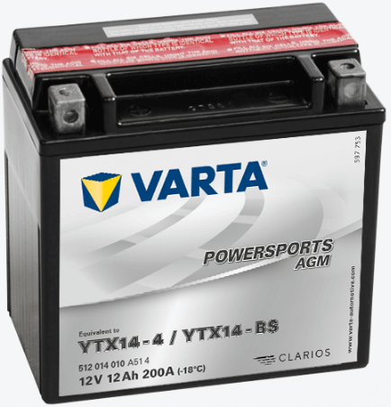 VARTA POWER SPORTS AGM BATTERY: YTX14-BS