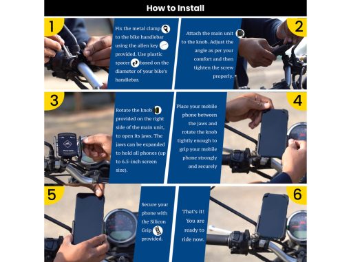 GRAND PITSTOP JAW GRIP M8 MOBILE HOLDER MOUNT: Black or Blue or Silver or Red (Without Charger) - Image 6